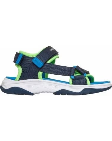 SKECHERS SANDALIAS 407013L-NVBL EN AZUL PARA NINOS UNISEX NAVY TEXTILE- BLUE SYNTHETIC- LIME TRIM