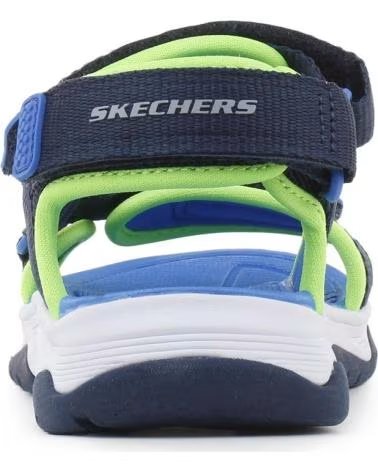 SKECHERS SANDALIAS 407013L-NVBL EN AZUL PARA NINOS UNISEX NAVY TEXTILE- BLUE SYNTHETIC- LIME TRIM