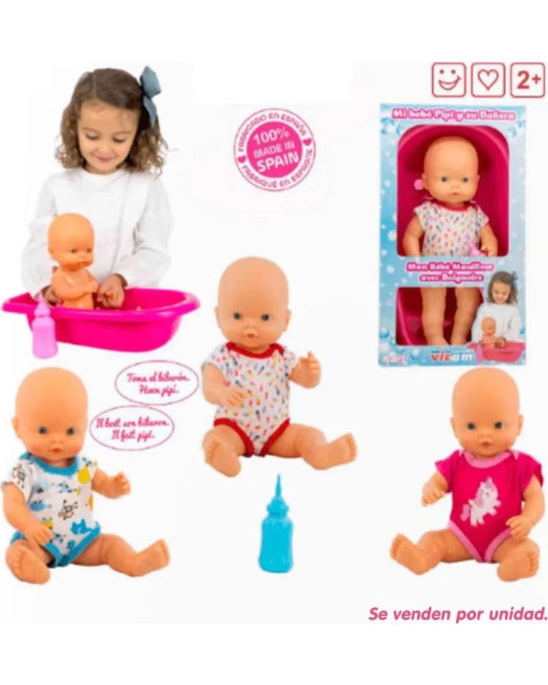 VICAM BONECA BEBÉ COM ACESSÓRIOS DE BANHO MULTICOLOR