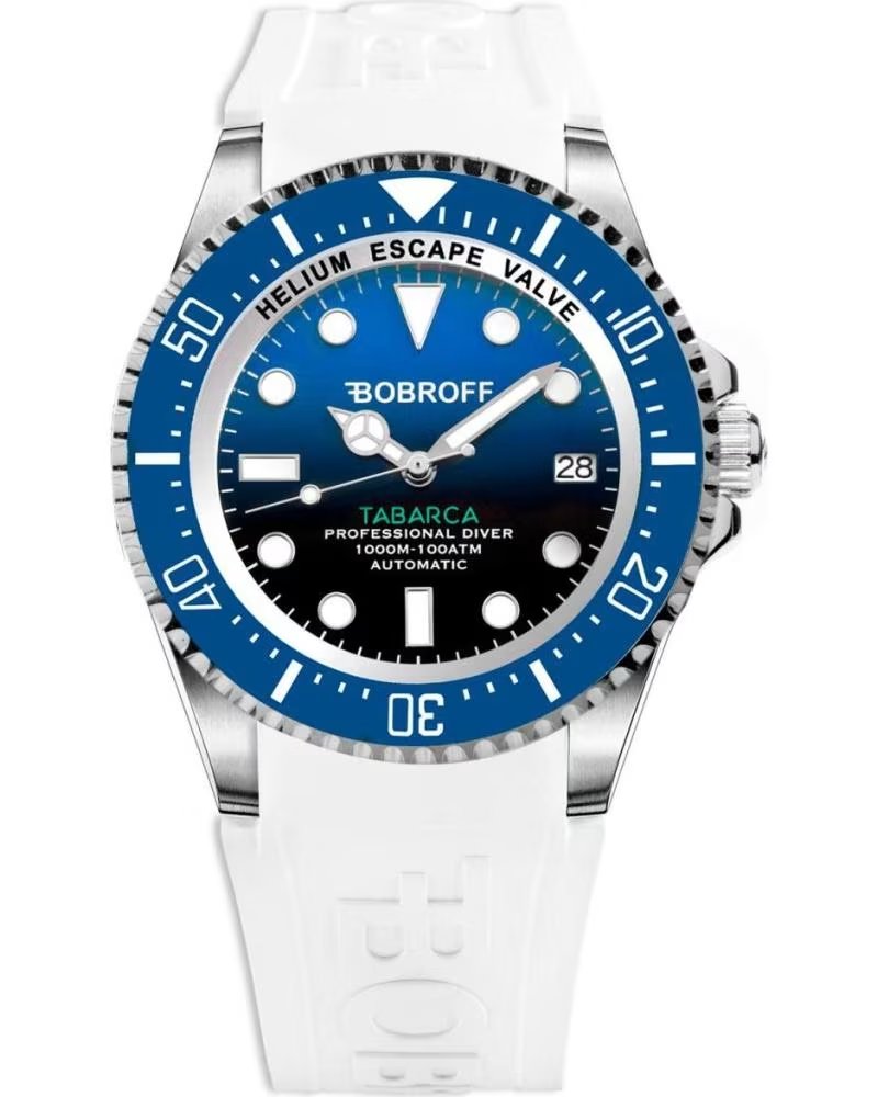 BOBROFF OROLOGIO BF0003BA-BFSTB AUTOMATICO CON CINTURINO IN SILICONE BLANCO