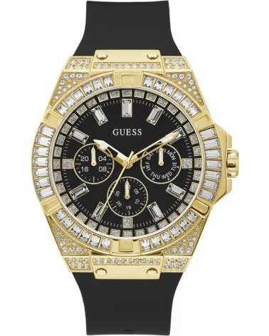 GUESS GW0208G2 MULTIFUNKTIONSUHR MIT VERZIERTE LÜNETTE NEGRO