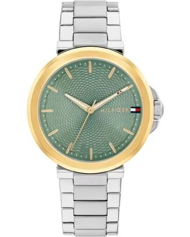 TOMMY HILFIGER MONTRE AVEC CADRAN VERT ET BRACELET BICOLORE GRIS