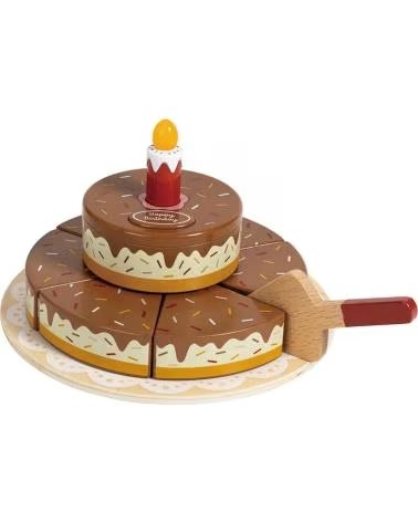 TOYNAMICS WOODEN BIRTHDAY CAKE WITH CANDLES AND SLICES MULTICOLOR