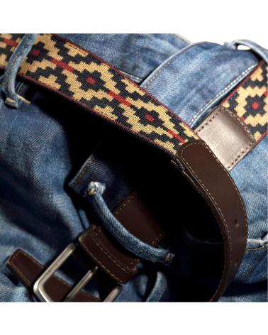 PELPE CINTO FABRIC-2 GS1 COM PADRÃO GEOMÉTRICO E DETALHES EM PELE BEIGE