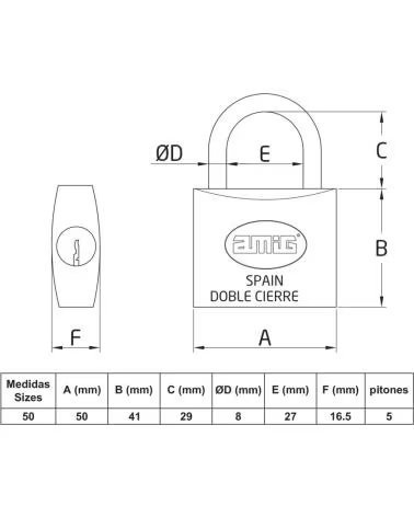 AMIG BRASS PADLOCK WITH DOUBLE LOCKING MULTICOLOR