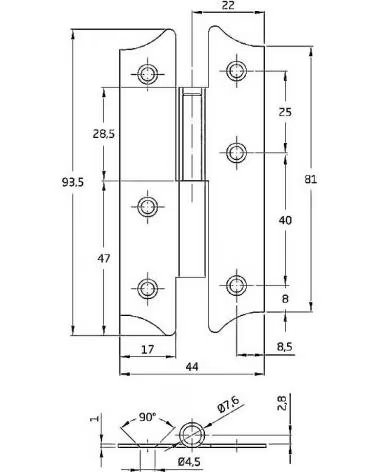 AMIG HEAVY-DUTY HINGE WITH PROTECTIVE FINISH MULTICOLOR