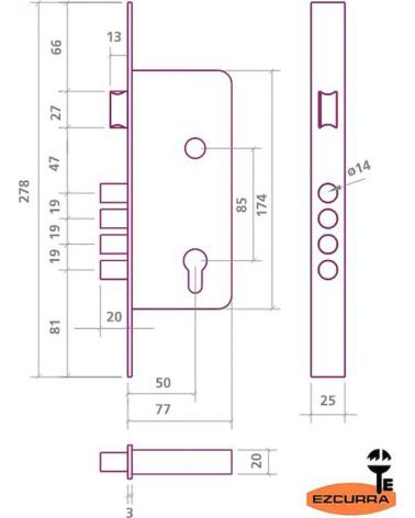EZCURRA CERRADURA DE SEGURIDAD PARA PUERTAS DE DEPARTAMENTO MULTICOLOR