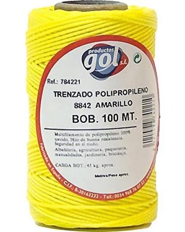 WURKO BOBINA DE CORDA TRANÇADA DE POLIPROPILENO AMARELA 100 METROS MULTICOLOR