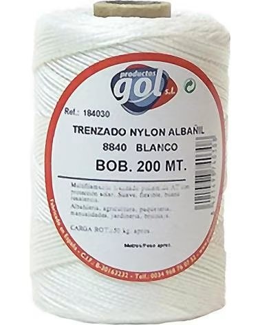 WURKO BOBINA DE HILO TRENZADO DE NYLON BLANCO 200M MULTICOLOR