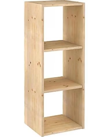 ASTIGARRAGA ESTANTE MODULAR DE MADEIRA NATURAL COM 3 COMPARTIMENTOS MULTICOLOR