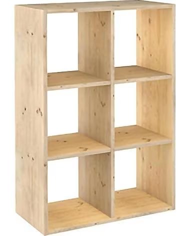 ASTIGARRAGA ESTANTE MODULAR EM MADEIRA NATURAL COM 6 COMPARTIMENTOS MULTICOLOR