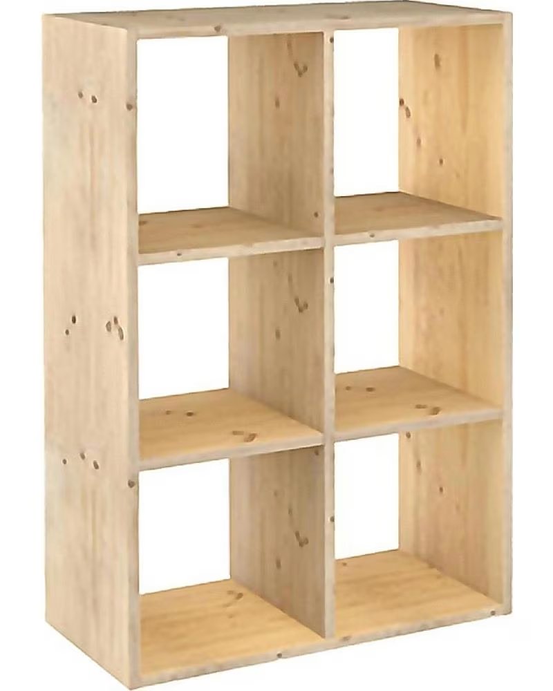 ASTIGARRAGA ESTANTERÍA MODULAR DE MADERA NATURAL 6 HUECOS MULTICOLOR