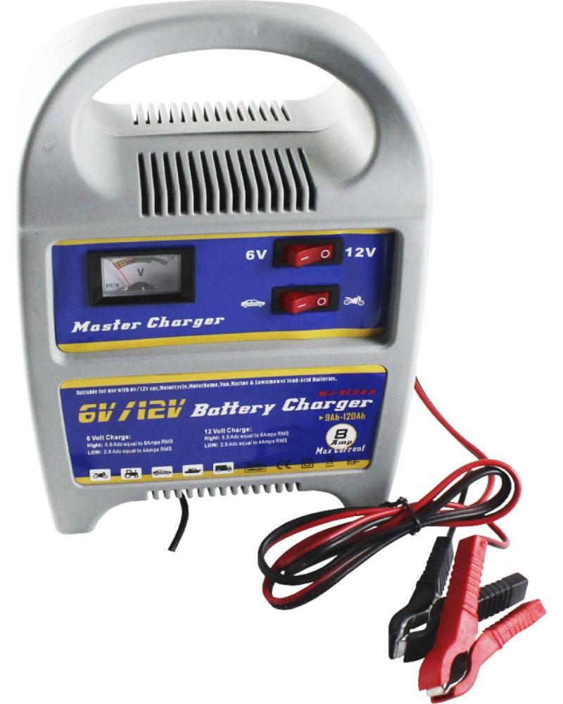 WURKO CARGADOR DE BATERÍAS 6V/12V CON PINZAS MULTICOLOR