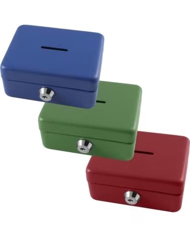 CAIXA DE VALORES METÁLICA WURKO COM FECHADURA MULTICOLOR