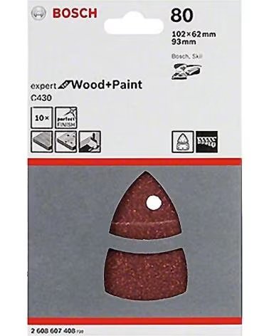 HOJAS DE LIJA BOSCH PARA MADERA Y PINTURA GRANO 80 MULTICOLOR