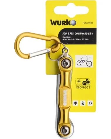 WURKO FOLDING ALLEN KEY SET WITH CARABINER MULTICOLOR