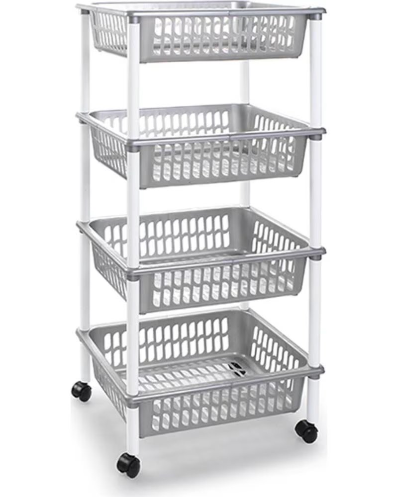 PLASTICFORTE KÜCHENWAGEN MIT 4 EBENEN UND ROLLEN MULTICOLOR