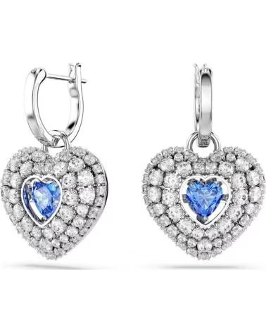 SWAROVSKI PENDIENTES EN FORMA DE CORAZÓN CON CRISTALES AZULES Y BLANCOS