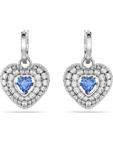 SWAROVSKI PENDIENTES EN FORMA DE CORAZÓN CON CRISTALES AZULES Y BLANCOS
