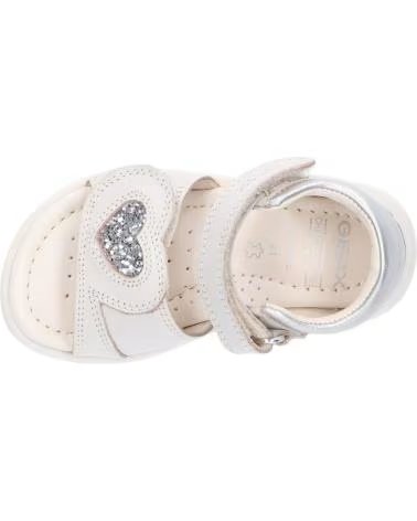GEOX SANDALES POUR ENFANTS B5521B VERRED BLANCHES ET ARGENTÉES C1Z1N WHITE-LT SILVER