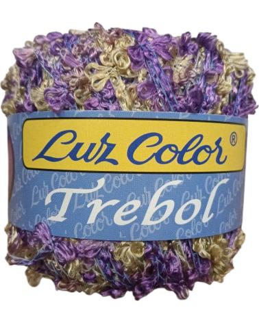 LUZ COLOR LOTE 20 OVILLOS LANA MODELO TREBOL LILA AMARILLO
