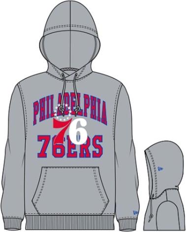 NEW ERA SUDADERA CON CAPUCHA PHILADELPHIA 76ERS GRIS