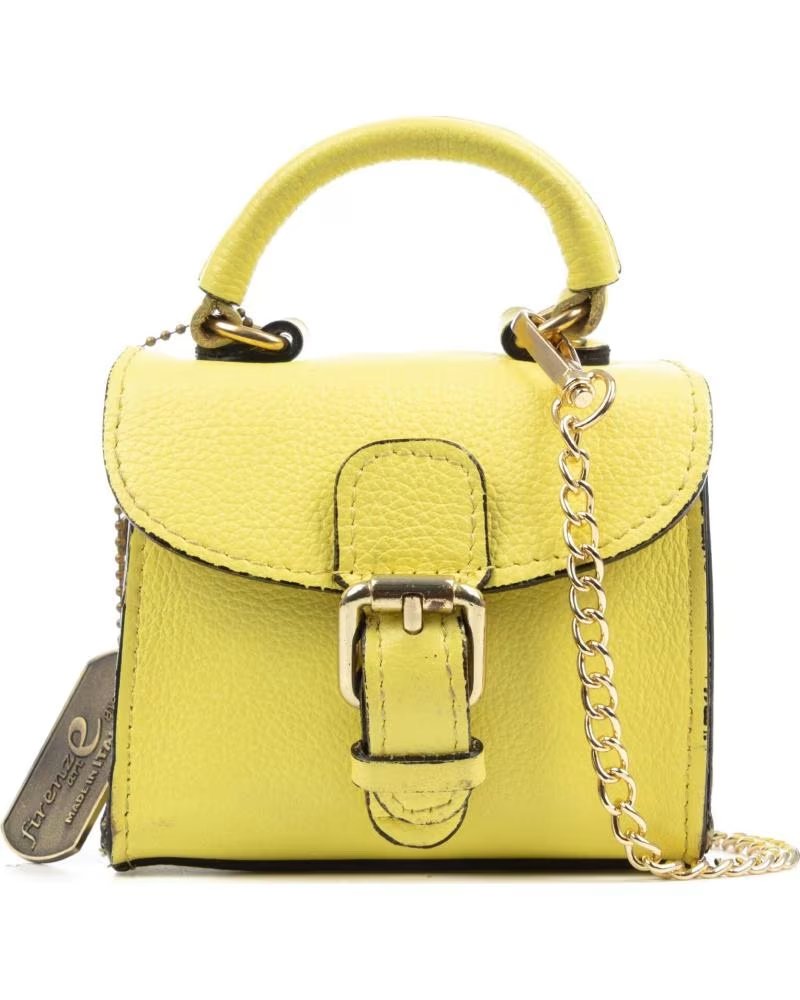FIRENZE ARTEGIANI ANNICCO MINI BOLSO DE MANO Y BANDOLERA AMARILLO CLARO