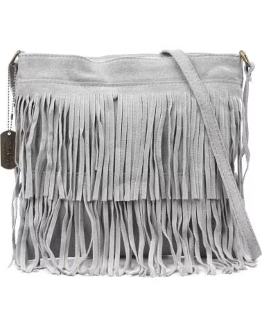 FIRENZE ARTEGIANI AVISE BOLSO BANDOLERA CON FLECOS GRIS CLARO