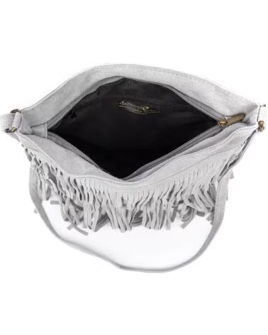 FIRENZE ARTEGIANI AVISE BOLSO BANDOLERA CON FLECOS GRIS CLARO