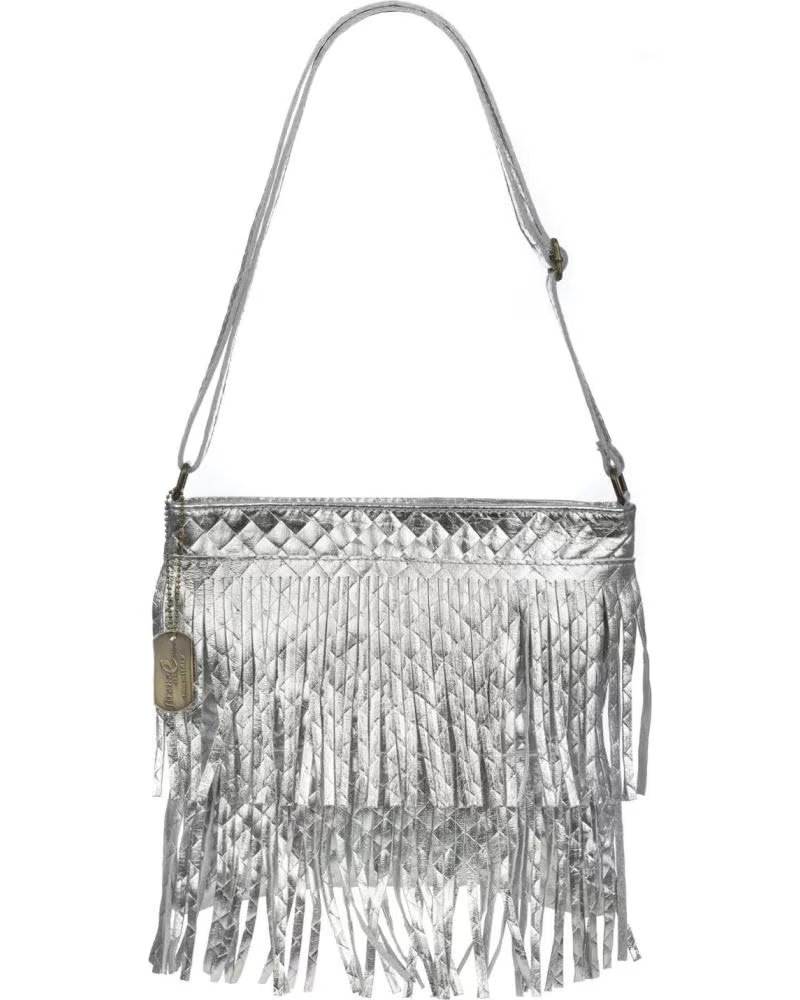 firenze artegiani Avise bolso bandolera con flecos PLATA