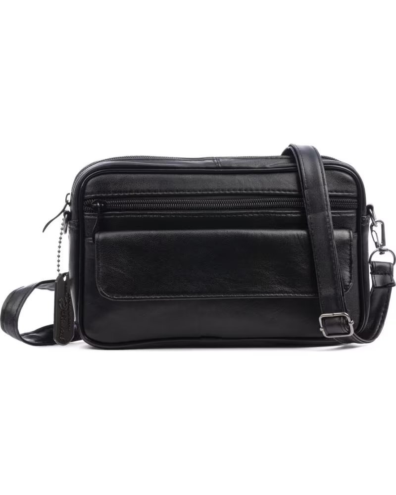 FIRENZE ARTEGIANI ATRI BOLSO BANDOLERA CON 4 COMPARTIMENTOS DE PIEL DOLLARO NEGRO