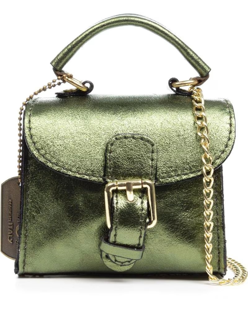 FIRENZE ARTEGIANI ANNICCO MINI BOLSO DE MANO Y BANDOLERA VERDE OLIVA