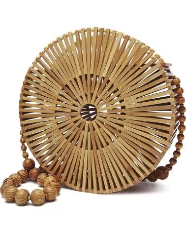 iria quintana Zovencedo bolso bandolera en madera de bambu BEIGE