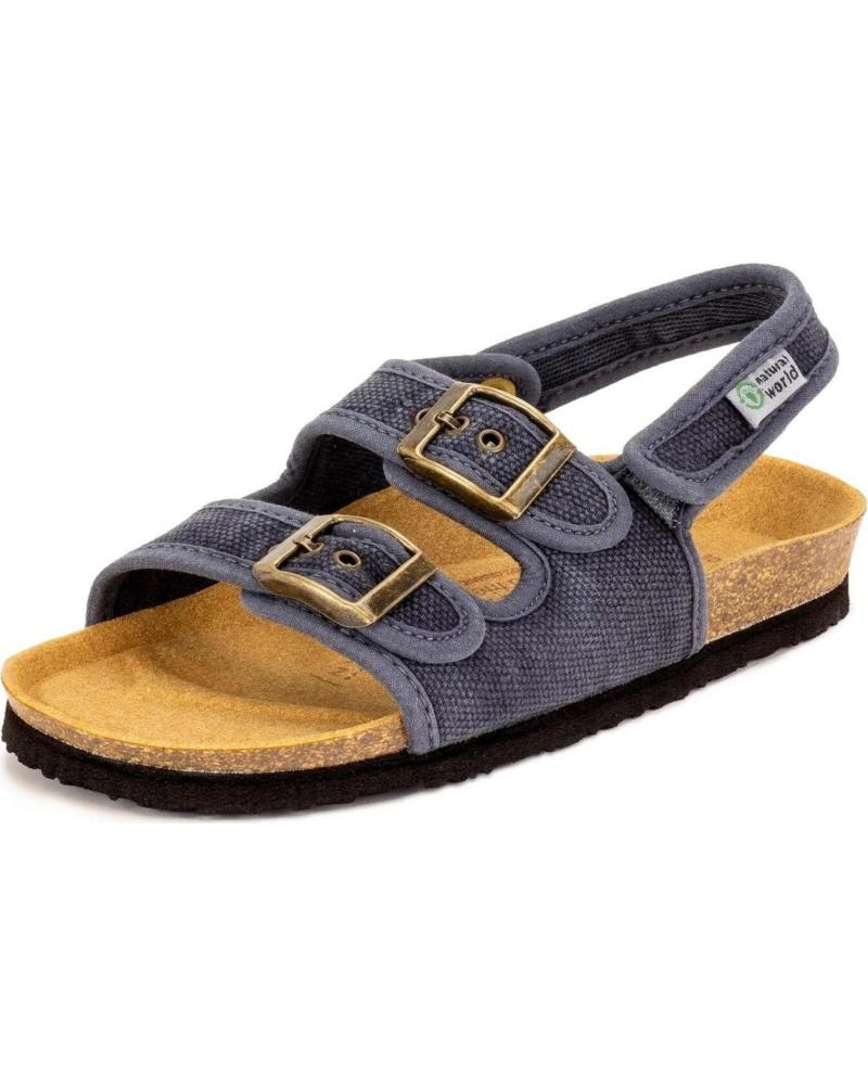 boy Sandals NATURAL WORLD 7082E N - 48 MAUI- BIO SANDALIA 2 HEBILL AZUL MARINO