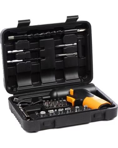 DAM DESTORNILLADOR ELECTRICO MINI TALADRO CON BATERIA JUEGO DE A NEGRO