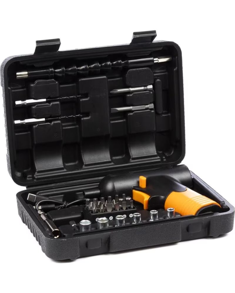 DAM DESTORNILLADOR ELECTRICO MINI TALADRO CON BATERIA JUEGO DE A NEGRO