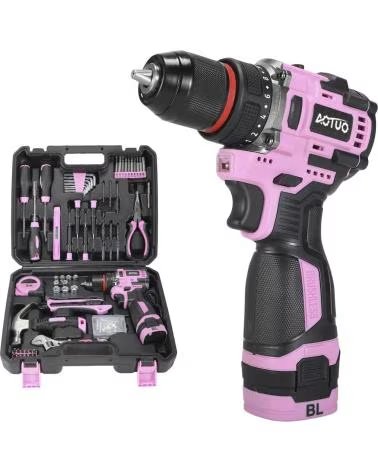 DAM TALADRO ELECTRICO INALAMBRICO DE 21V CON MOTOR SIN ESCOBILLA ROSA
