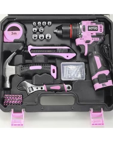 DAM TALADRO ELECTRICO INALAMBRICO DE 21V CON MOTOR SIN ESCOBILLA ROSA