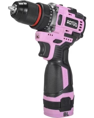 DAM TALADRO ELECTRICO INALAMBRICO DE 21V CON MOTOR SIN ESCOBILLA ROSA