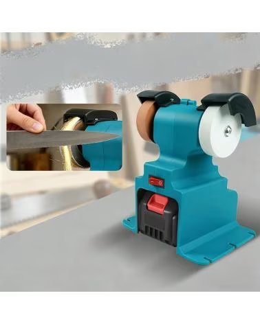 DAM AMOLADORA INDUSTRIAL DE BANCO DE 21V INCLUYE DOS BATERIAS DE AZUL