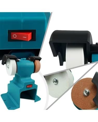 DAM AMOLADORA INDUSTRIAL DE BANCO DE 21V INCLUYE DOS BATERIAS DE AZUL