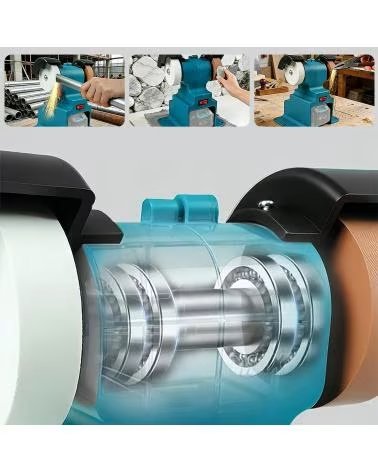 DAM AMOLADORA INDUSTRIAL DE BANCO DE 21V INCLUYE DOS BATERIAS DE AZUL