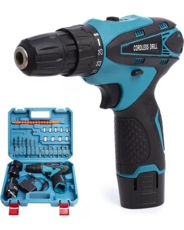 DAM TALADRO ELECTRICO INALAMBRICO 12V CON DOBLE VELOCIDAD MALETI AZUL