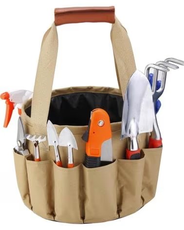 DAM JUEGO DE HERRAMIENTAS PARA JARDINERIA CON BOLSA DE JARDIN Y NARANJA
