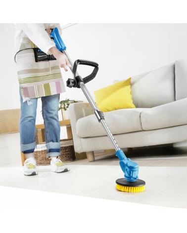 DAM CEPILLO DE LIMPIEZA ELÉCTRICO RECARGABLE CON 3 CABEZALES Y MANGO AJUSTABLE AZUL CLARO