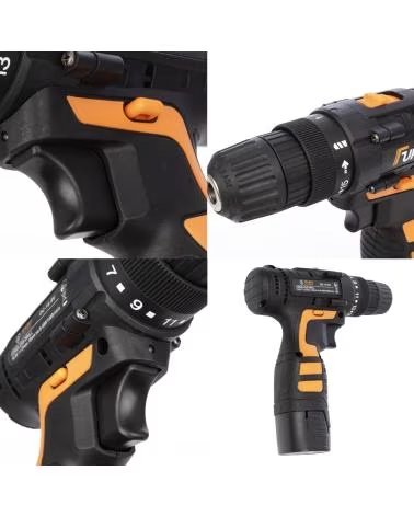 DAM JUEGO DE HERRAMIENTAS CON MALETIN TALADRO ELECTRICO DE DOBLE NARANJA