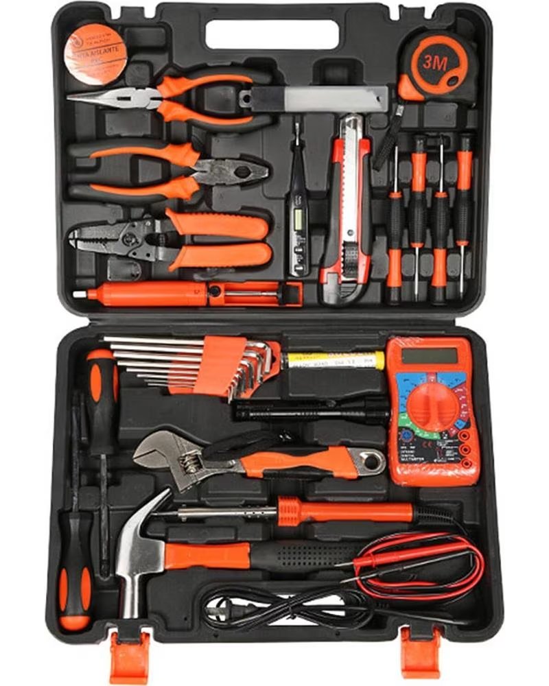 DAM JUEGO DE HERRAMIENTAS DOMESTICO PARA ELECTRICISTA CON MALETI NARANJA