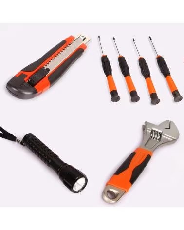 DAM JUEGO DE HERRAMIENTAS DOMESTICO PARA ELECTRICISTA CON MALETI NARANJA