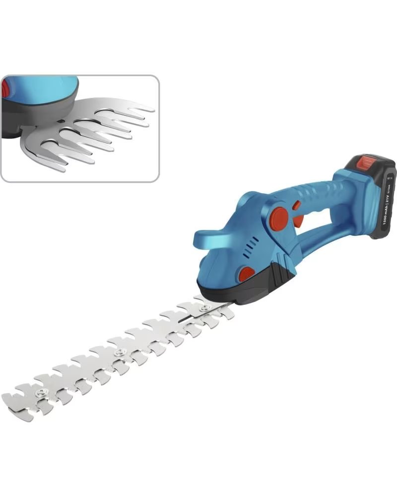 DAM RECORTADORA DE SETOS ELECTRICA CON 1350 RPM DOBLE BATERIA 15 AZUL CLARO