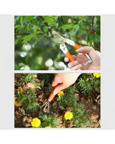 DAM JUEGO DE HERRAMIENTAS PARA JARDINERIA CON MALETIN DE TRANSPO NARANJA